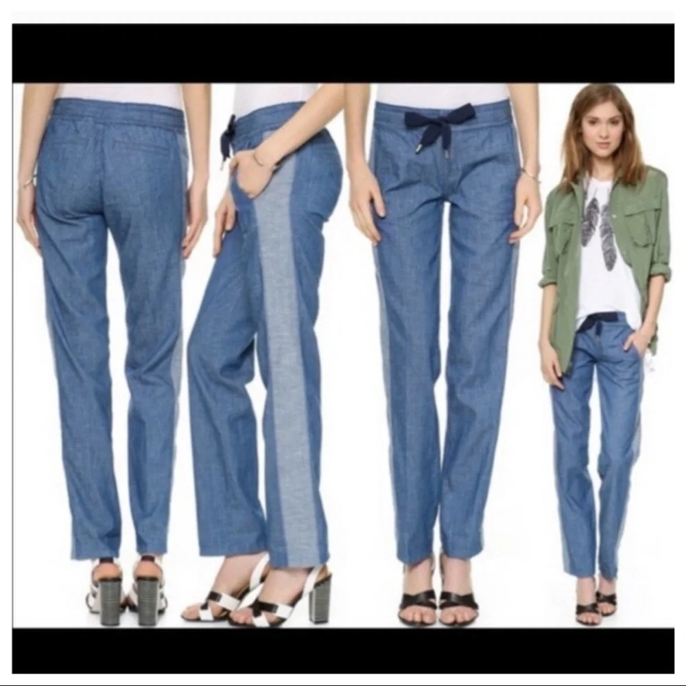 Tory Burch Blue Allegra Ribbon Casual Pants